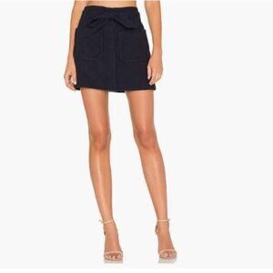 RAG & BONE Esmond Mini Skirt Size 2 Navy Blue Cotton With Sash Belt
